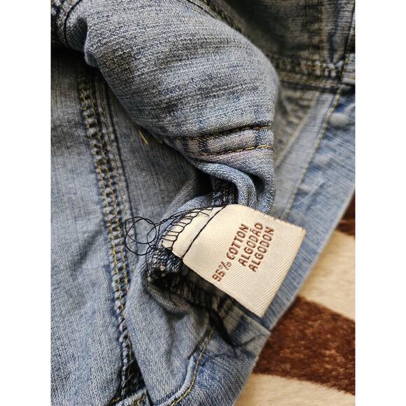 Vintage Y2K 90s BEBE Denim Jacket Fitted Elbow Patches Sz S - Picture 5 of 5